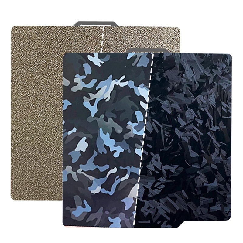 Wefuit 2pcs with 3 Patterns Smooth Camouflage+High Rise Build Plate and Textured PEI Sheet 257x257mm, Double Sided Flexible 3D Printer Platform for Bambu Lab A1/X1/X1C/X1E/P1P/P1S 3D Printers - Image 1